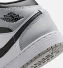 Air Jordan 1 Mid Grade School Lifestyle Shoe - White/Light Smoke Grey/Black