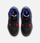 Air Jordan 4 Retro Rare Air Preschool Lifestyle Shoe - Black/Fire Red/Deep Royal Blue