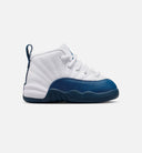 Air Jordan 12 Retro French Blue Infant Toddler Lifestyle Shoe - White/French Blue/Metallic Silver/Varsity Red