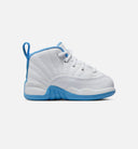 Air Jordan 12 Retro White and University Blue Infant Toddler Lifestyle Shoe - White/University Blue/Metallic Silver Free Shipping